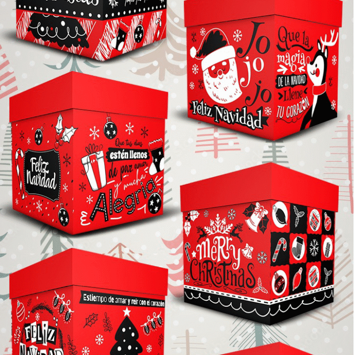 Cubo Navidad Red