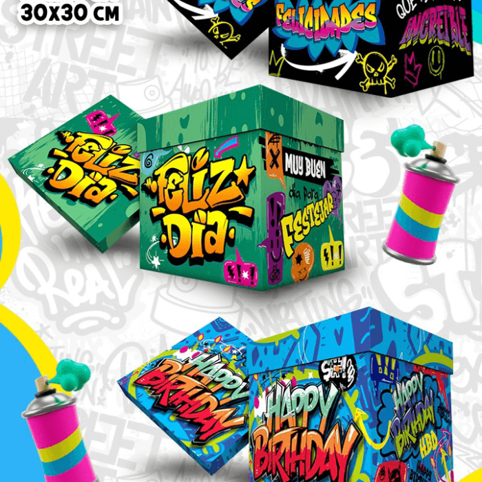 Cubo Cumple Grafiti